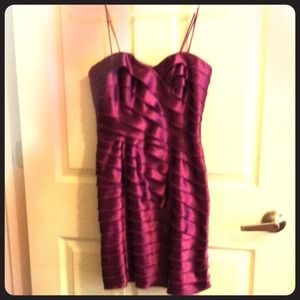 Purple strapless cocktail dress
