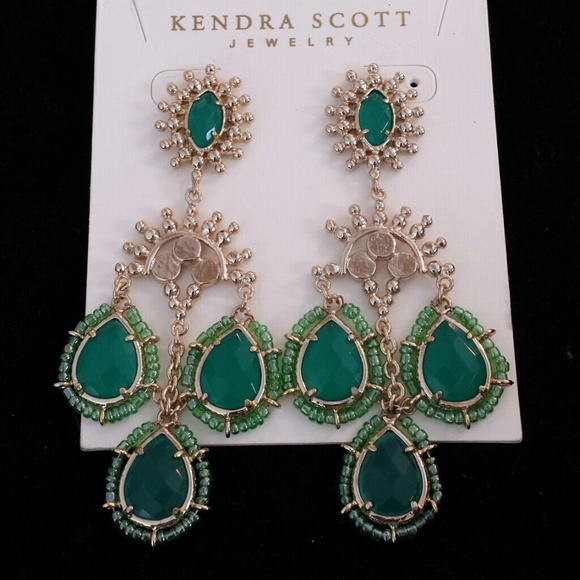 Kendra Scott Jewelry Emerald And Gold Chandelier Earrings Poshmark Kendra Scott Emerald And Gold Chandelier Earrings