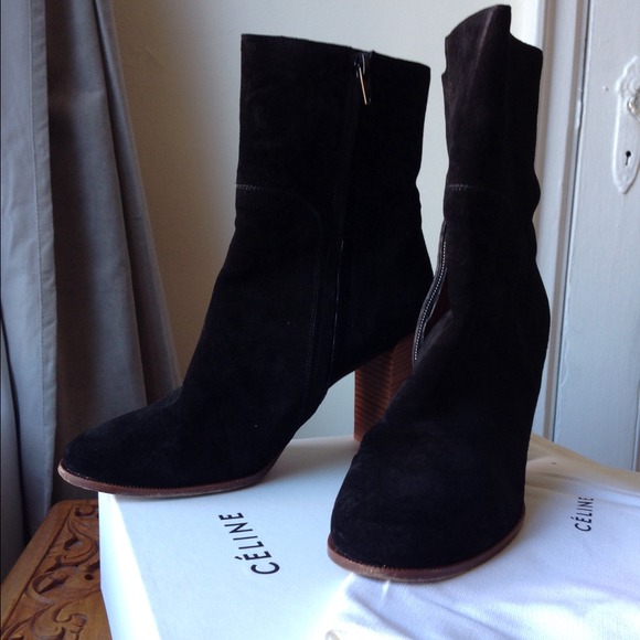Céline black suede short boot "crosta" size 39/8.5
