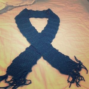Blue hand knitted scarf
