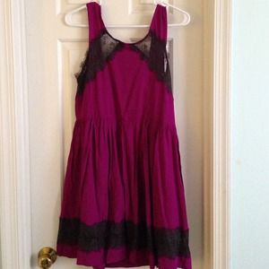 NWT Free People Purple Dress w/Black Lace
