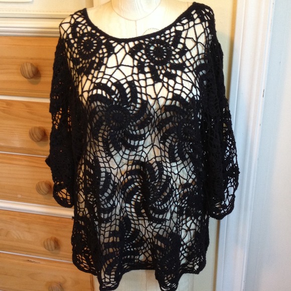 Sweaters - Crocheted Black Sweater