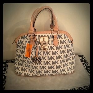 MK monogram satchel with lock and key
