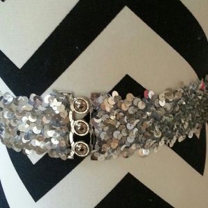 SALE!  Silver Sequin Stretch Belt
