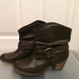 Brown faux leather booties