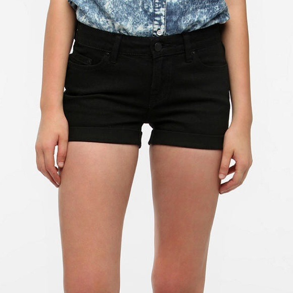 Black denim shorts