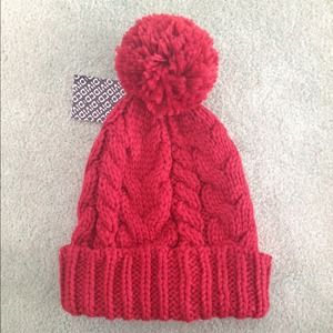Red Pompom Beanie