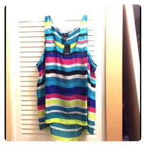 Multicolored striped sheer tank