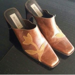 Leather and  suede mules