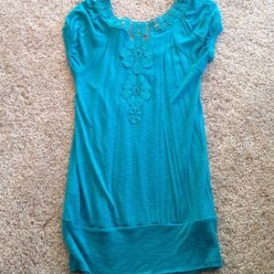 Teal beautiful back slouchy top