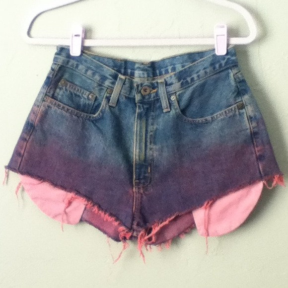 Pink dip dye high waist shorts