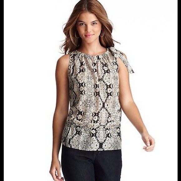 Sold-Ann Taylor Loft Cotton/Silk Snake Print Top