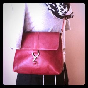 NWT Ralph Lauren Red Leather Cross-body Handbag