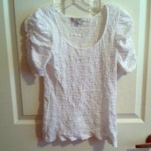 White ruffled sleeve top