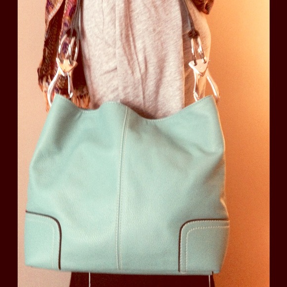 Turquoise Handbag with Great Hardware