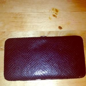 Faux snakeskin snap wallet