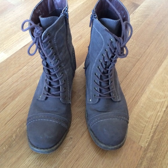 Cute gray combat boots