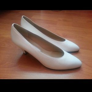 White kitten heels