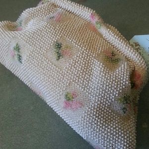 Vintage floral beaded clutch