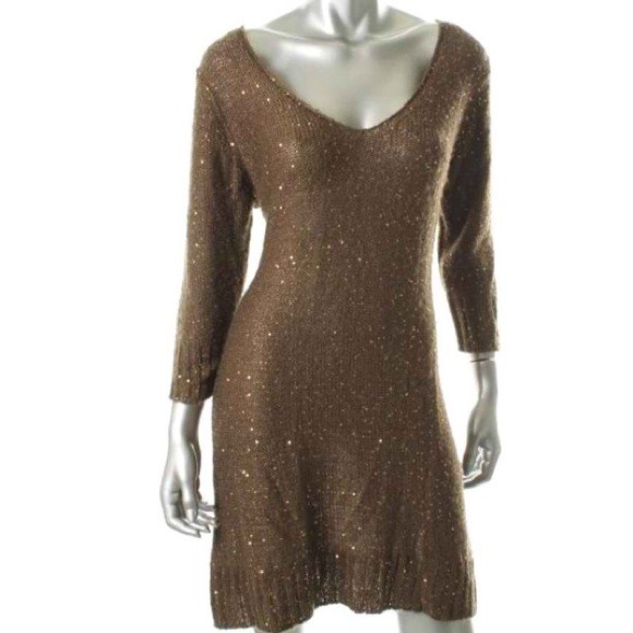 Sparkle Sweater Dress M/L Tan