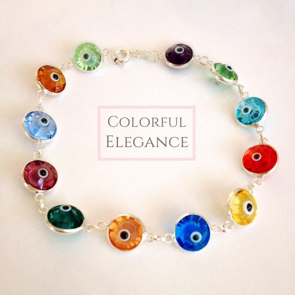 Evil Eye Multicolor Sterling Silver Bracelet