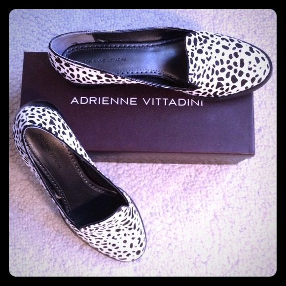 Adrienne Vittadini B/W Calf Hair Loafers - New!