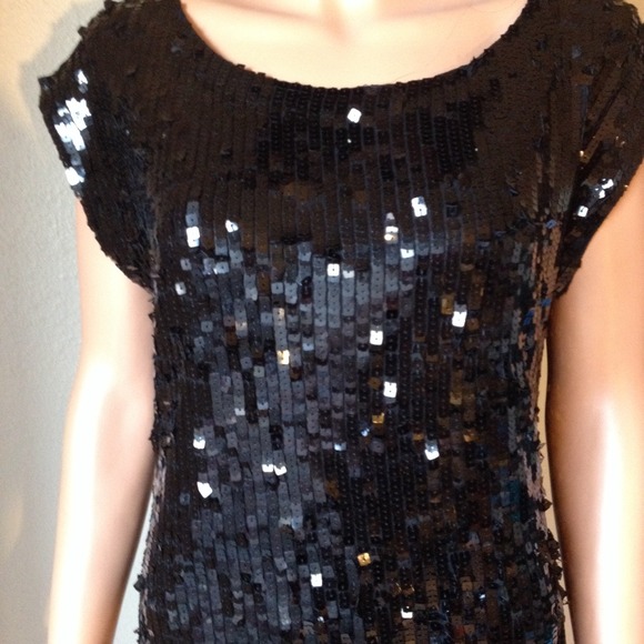 SOLD MARCIANO LBD Black Sequin Dress Sz Small - Picture 3 of 4