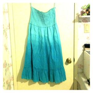 Blue strapless dress or maxi skirt