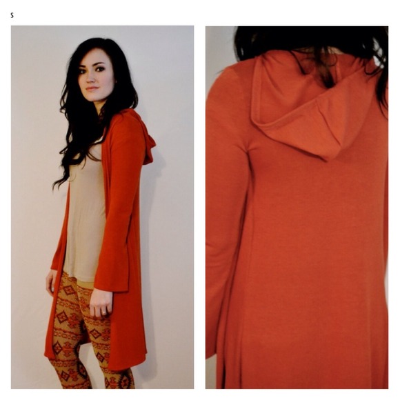 Rust hooded cardigan size small, medium, large