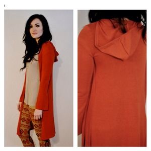 Rust hooded cardigan size small, medium, large