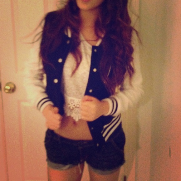REDUCED Cropped Black Varsity Jacket