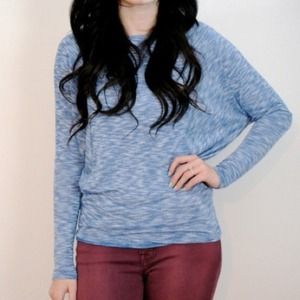 Light blue faded winged sleeved long sleeved top