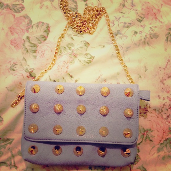 REDUCED Lilac/Gold studded leather shoulder bag