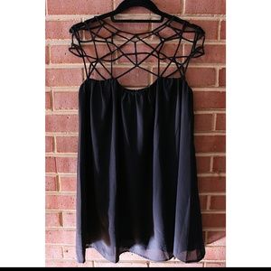 Romwe Black Babydoll Dress