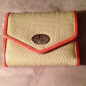 Tan and coral wallet