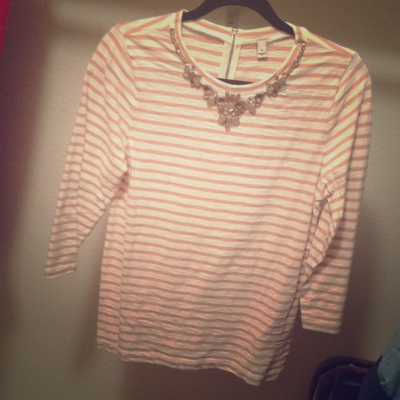 J. Crew Jeweled Striped T-Shirt