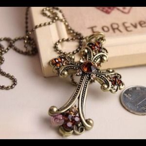 Cross With Gemstones Necklace