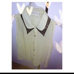 Yellow button down top