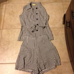 Black and white checkered outfit