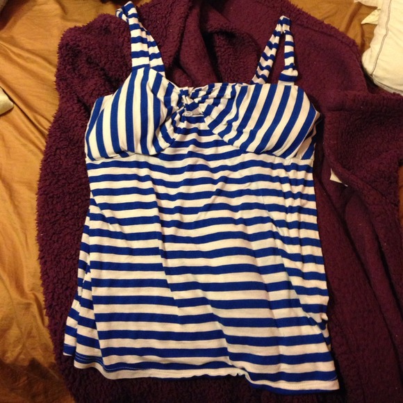 Blue striped tank top
