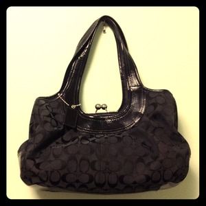 Patent Leather Coach Logo Handbag