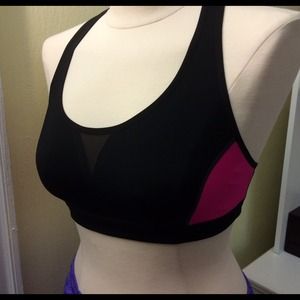 Victoria's Secret black/hot pink sports bra