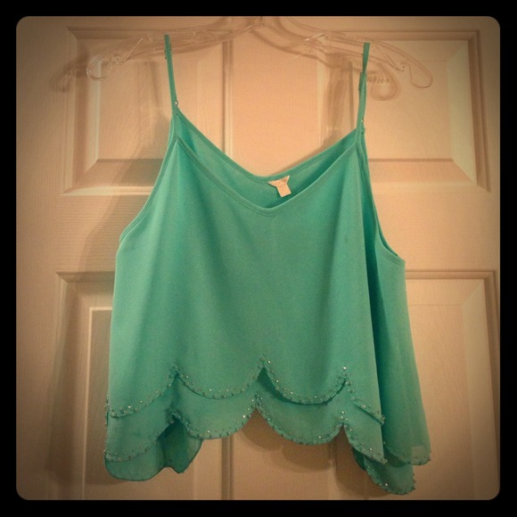 Teal beaded crop top - Picture 1 of 1