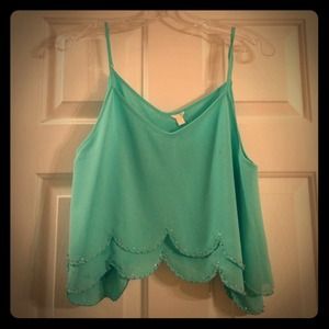 Teal beaded crop top