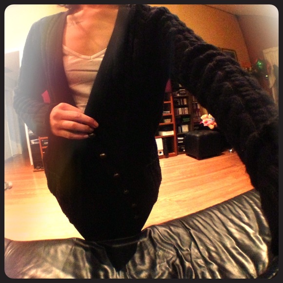 Black woven cardigan