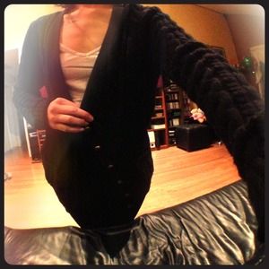 Black woven cardigan