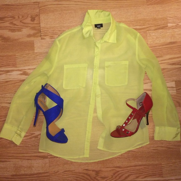 Lime green button down shirt