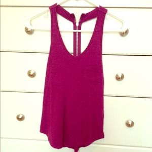 Purple zipper-back tank top
