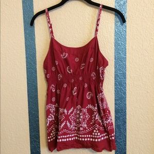 Deep red patterned Baby doll top