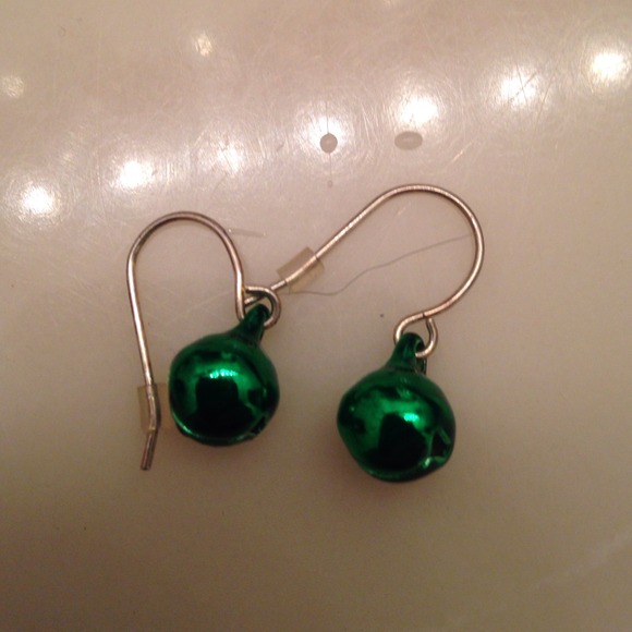 Small green jungle bell earrings
